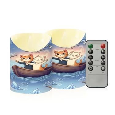 Imagem de Wassud Pacote com 2 velas sem chama com controle remoto, velas realistas cintilantes com temporizador, velas decorativas para Natal, casamento, festa, decoração de casa pequena
