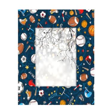 Imagem de Skerhhux Moldura azul com bola esportiva de 12 x 17 cm para mesa vertical ou horizontal e exibição de parede, porta-retratos esportivos, para pôster de certificado, decoração de casa, ideias de