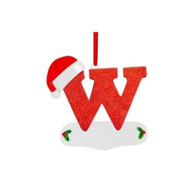 Imagem de Generic Pingente de letra de árvore de Natal A-Z chapéu de Natal letras pingentes vermelho pingente de carta de bênção de árvore de Natal (L)