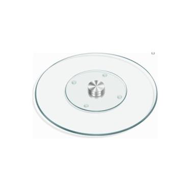 Imagem de Prato Giratório para Confeitagem, Vidro e Metal, 30cm Diâmetro, Transparente, Base Giratória para Decoração de Bolos