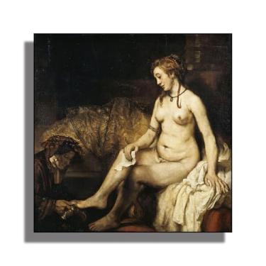 Imagem de OKRA Rembrandt Canvas Wall Art - Bathsheba At Her Bath Wall Decor - Retrato de uma mulher - Adequado para restaurantes, cafés e livrarias. Sem moldura. 30 x 30 cm