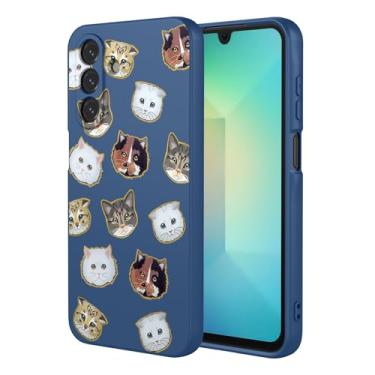 Imagem de HTXWXJC Capa de celular para Galaxy A26, capa para Samsung A26, à prova de choque, flexível, amortecedor, capa macia de TPU com estampa de gato, capa para celular para Samsung Galaxy A26 gato azul
