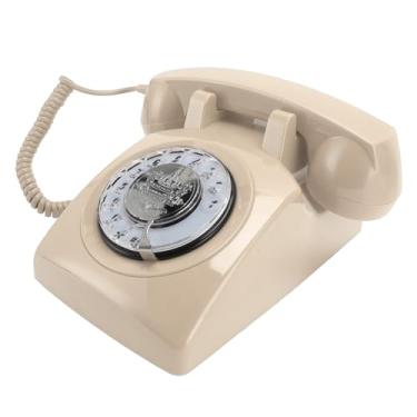 Imagem de Estink Telefone Retro de Disco Vintage Telefone Fixo Estilo Anos 60 de Mesa Antigo Com Campainha Mecânica para Decoração de Casa ou Escritório (Bege)