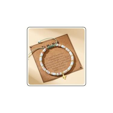 Imagem de JSJOY Pulseira de cruz para mulheres, presentes cristãos de 10º 16º 40º 50º 60º aniversário para mulheres, presentes de confirmação de batismo de páscoa para adolescentes, mãe, filha, avó irmã, One