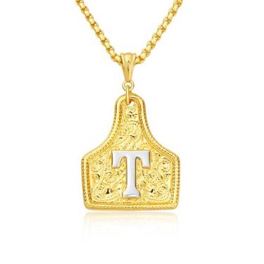 Imagem de rgwtgkyh Colar feminino com fivela de cinto prata com pingente de letra inicial ocidental delicado colar com pingente de letra personalizada joias presentes para cowgirl cowboy, Large, Metal, Sem