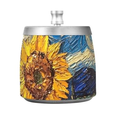 Imagem de Cinzeiros de girassóis noturnos estrelados, cinzeiro de aço inoxidável, cinzeiro para mulheres