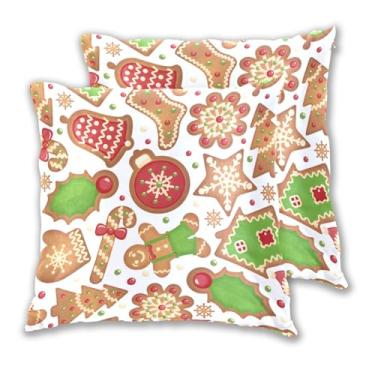 Imagem de Joitme Conjunto de 2 capas de almofada comemorativas de Natal para sofá-cama, decoração de casa boho, 40,6 x 40,6 cm, 2 peças