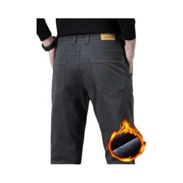Imagem de Calças Casuais Slim Straight Masculinas 97% Algodão Preto Caqui Cinza 