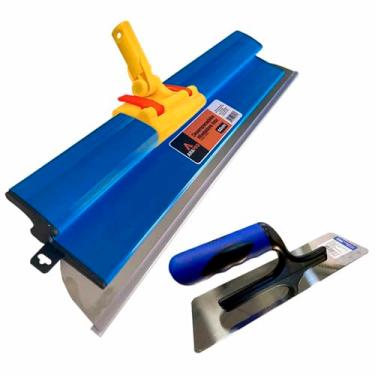 Imagem de Desempenadeira Inox 60cm Com Suporte + Desempenadeira Efeito Marmorizado