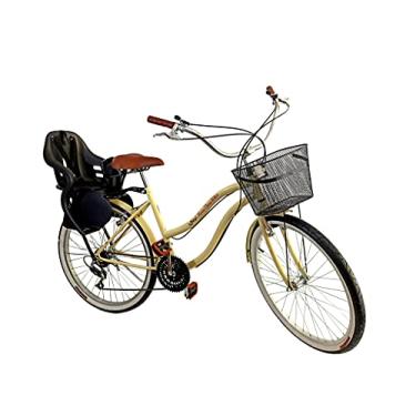 Imagem de Bicicleta Aro 26 Retrô Beach 18v Cadeirinha Traseira Bege