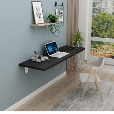 Imagem de Mesa montada na parede, mesa dobrável flutuante montada na parede, mesa de jantar folha de gota, mesa pequena de madeira, mesa de trabalho dobrável, comprimento 40 polegadas, largura 16 polegadas