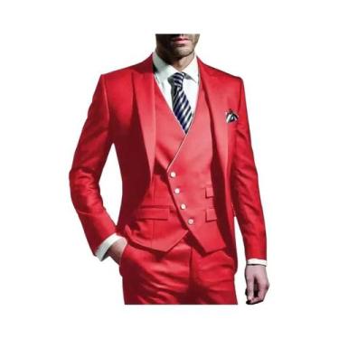 Imagem de Terno Masculino De 3 Peças Em Cor Sólida Para Casamento E Negócios, Co