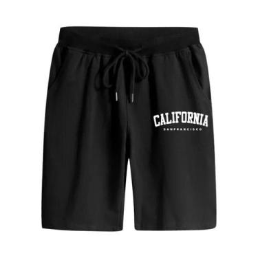 Imagem de Bermudas Masculinas De Verão Até O Joelho Com Estampa California, Alta