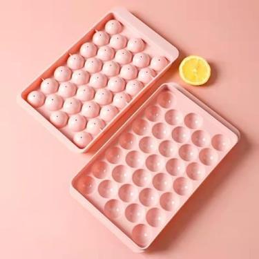 Imagem de Pacote com 2 bandejas pequenas para cubos de gelo, bandejas redondas sem BPA para freezer, bola de gelo para coquetéis, uísque, café e bebidas