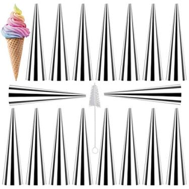 Imagem de Saiveina 16 tubos para assar cannoli de 12 cm, formato de buzina de aço inoxidável para cones cônicos dinamarqueses croissant