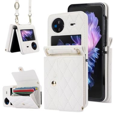 Imagem de Capa carteira flip para vivo X – Suporte para cartão com bloqueio RFID com fecho magnético, antiderrapante e proteção contra quedas, capa fólio de couro fina para uso diário, viajante e viagem (branca