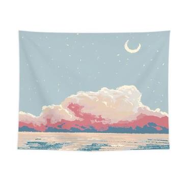 Imagem de Tapeçaria: céu, branco, nuvens, lua, parede, 150x130cm, microtecido - 