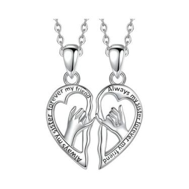 Imagem de Colar Pingente De Amor Em Prata 925 Para Amantes, Irmãs, Joias Feminin