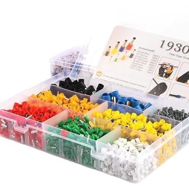 Imagem de ROUPWKWO Conector de fio terminal de crimpagem VE cabo encaixotado terminais de tubo elétrico caixa múltipla pré-isolada manga de crimpagem Terno terminal (caixa de 1800 peças)