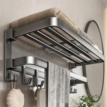 Imagem de Porta Toalhas Toalheiro Suporte de Toalha Duplo Para Banheiro e Casa - toalhas dobrável com 9 ganchos para montagem na parede da penteadeira do banheiro