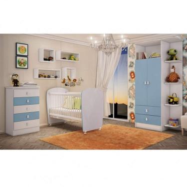 Imagem de Cômoda de Bebê 5 Gavetas Móveis Percasa Branco/azul