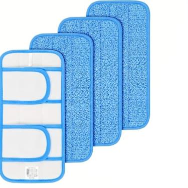 Imagem de Tapete de esfregão reutilizável de 4 peças – Tapete de limpeza de microfibra lavável extra grande de 27,4 cm.