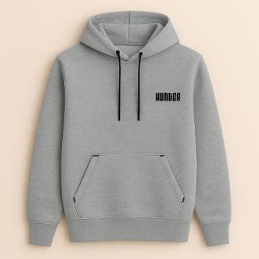 Imagem de Moletom Canguru Flanelado Liso Algodão Unissex Blusa De Frio - Hunter 