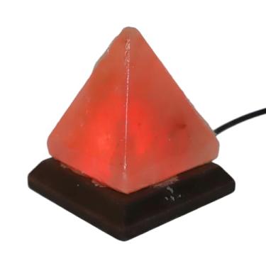 Imagem de Lâmpada de Sal do Himalaia USB RGB com 7 Cores Mudando Pirâmide Cristal Esculpida à Mão Base Madeira para Decoração Residencial Luz Noturna Presente