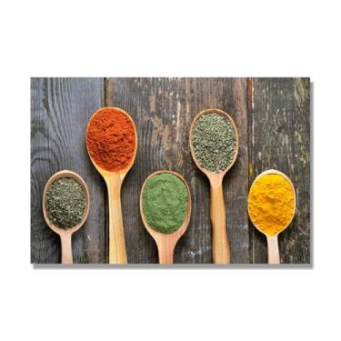 Imagem de NHLDZYH Tela decorativa cozinha, arte vintage especiarias coloridas, arte de parede quadros para sala de estar quarto cozinha. C88. 30 x 45 cm. Apenas tela