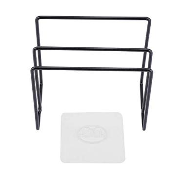 Imagem de CUOFYUNL Tampa autoadesiva montada na parede para tábua de cortar suporte para rack organizador de cozinha (Preta)
