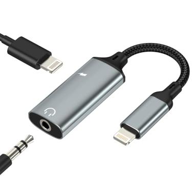 Imagem de HOYULLI Adaptador Lightning para conector de fone de ouvido de 3,5 mm (2 em 1) para iPhone 14 13 12 Pro Max Aux cabo carregador de áudio divisor dongle conector de carro com fio para adaptador de iPad