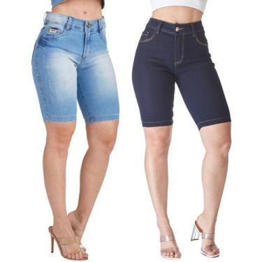 Imagem de Kit 2 Bermudas Jeans HNO Jeans Ciclista Confort Azul, 54