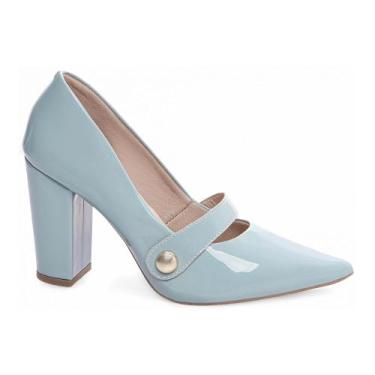 Imagem de Sapato Scarpin Salto Alto Quadrado Azul Torricella AVS 65-13D, 36