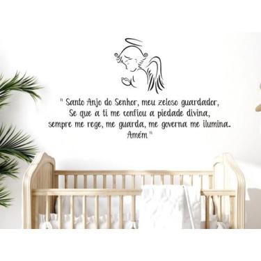 Imagem de adesivo de parede oração anjo da guarda quarto infantil cabeceira de b