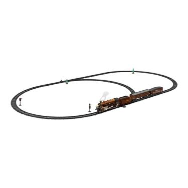 Imagem de KiBcsLic a vapor de brinquedo com luzes de fumaça, sons e trilhos, conjunto de elétrico para presente de aniversário ou festa, Marrom