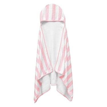 Imagem de Toalha de Banho Kids com Capuz Laço Bebê Listras (Rosa)