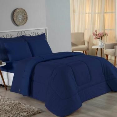 Imagem de Kit Edredom Dupla Face + Jogo de Lençol King Nobre 7 peças Malha 100% 