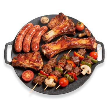 Imagem de Frigideira coreana, assadeira redonda premium para churrasco, placa antiaderente para fogão a gás em ambientes internos e externos acampamento festa (36 cm)