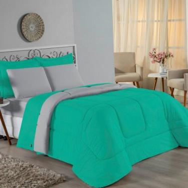 Imagem de Kit Edredom Dupla Face + Jogo de Lençol Queen Nobre 6 peças Malha 100%