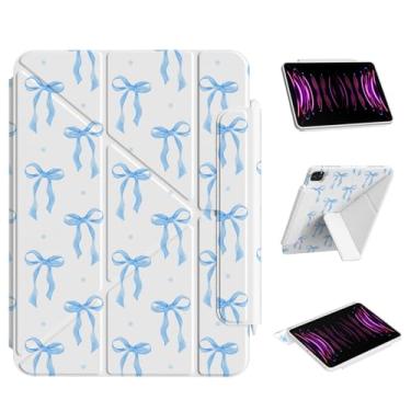 Imagem de Ouinice Capa para iPad Air de 13 polegadas (M3 2025, M2 2024), iPad Pro 32.8 cm 6ª/5ª/4ª/3ª geração, suporte multiângulo de origami, aba magnética, capa protetora completa, laços azuis