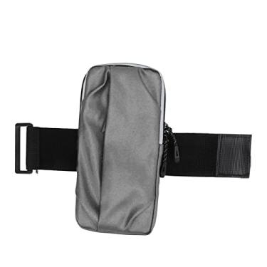 Imagem de Braço para telefone para corrida Bolsa PU à prova d'água Braçadeira de fitness ajustável respirável leve grande capacidade para esportes ao ar livre exercícios caminhadas viagens (Cinza)
