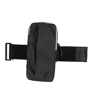 Imagem de Braço para telefone para corrida Bolsa PU à prova d'água Braçadeira de fitness ajustável respirável leve grande capacidade para esportes ao ar livre exercícios caminhadas viagens (Preta)