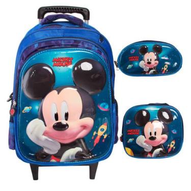Imagem de Kit Mochila Infantil Escolar De Rodinhas Menino 3 Pçs - Plike