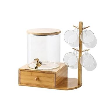 Imagem de x3anggyt5 Jarro de água de vidro para suco de frutas, conjunto de potes de bebidas, chaleira fria para uso doméstico, copo de água fria com torneira, grande capacidade, resistente a altas temperaturas