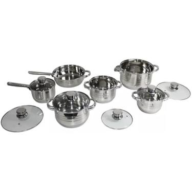 Imagem de Jogo De Panelas 12 peças Francesa Aço Inox Premium Galya