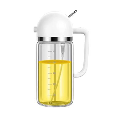 Imagem de Aramox Pulverizador de óleo de Vidro 2 Em 1, Dispensador de óleo de Vidro Borossilicato, 500ml para Cozinhar e Usar na Cozinha (WHITE)
