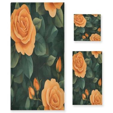 Imagem de xigua Conjunto de toalhas de banheiro rosas laranja absorvente macio toalha de banho de 3 peças toalha de mão toalhas decorativas para banheiro, academia, hotel, praia, piscina