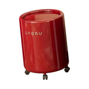 Imagem de MotiveTech Lixeira com Rodas, Lixeira Criativa com Tampa, Cesto de Lixo para Escritório, Banheiro, Sala de Estar, Cômoda, Cozinha, Vermelho