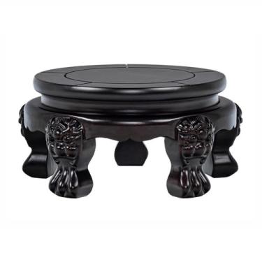 Imagem de Vaso circular para decoração de casa, pedestal de bonsai, banquinho de madeira para decoração interna de escritório doméstico (pequeno)