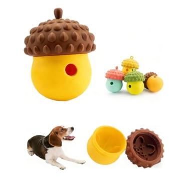 Imagem de Brinquedo de alimentação lenta para cães, formato de pinho, silicone de grau alimentício, dispensador interativo de petiscos para alívio da ansiedade e ranger de dentes (marrom laranja)